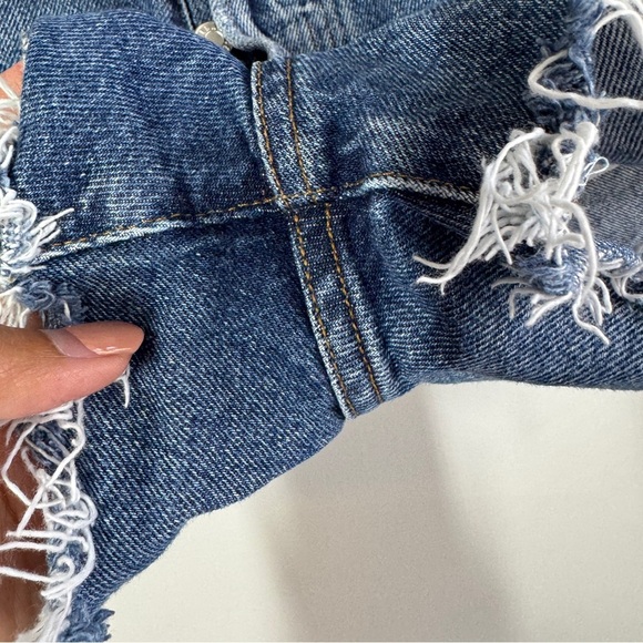AGOLDE Parker Denim High Rise Distressed Summer Cutoff Shorts Blue Size 27 - Picture 3 of 12